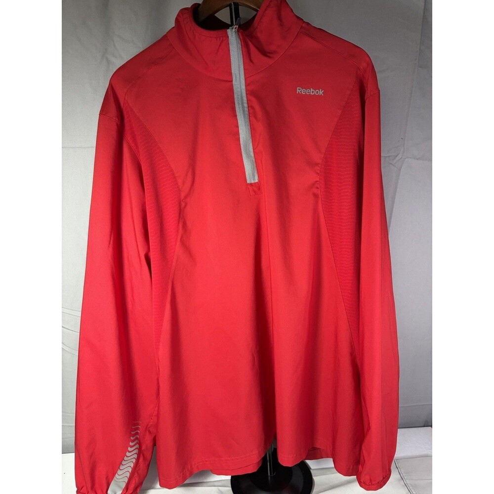Reebok 1/4 Zip, Long Sleeve Pullover Red/Gray 2XL Very Nice
